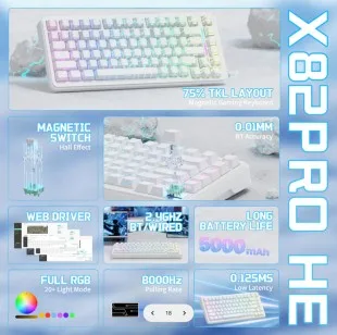 Attack Shark Magnetico X82 PRO HE Blanco