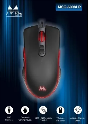 Mtek MSG-6098LR 7200DPI Multicor USB Negro