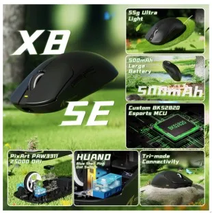 Attack Shark X8 SE 1K WIRED+2.4G+BT PAW3311 Negro
