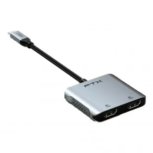 Adaptador FTX 4EN1 4K 60Hz 2HDMI+USB+USB-C 115575 Gris
