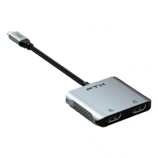 Adaptador FTX 4EN1 8K 30Hz 2HDMI+USB+USB-C 115582 Gris