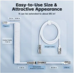 Attack Shark Usb-c para USB Espiral C01PRO Blanco