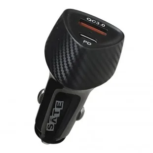 Sate para Carro QC3.0+PD 30W Negro