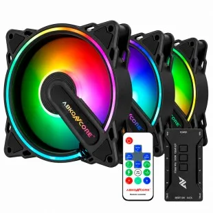 Ventilador Abkoncore HR120 Hurricane 3EN1 C/ Controladora Negro