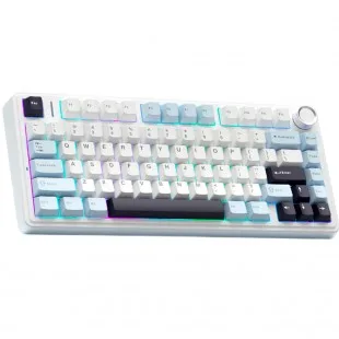 Aula F75 RGB Meca Inalámbrico C/Cable Blanco Blue