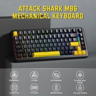 Attack Shark M86 RGB WIRED+2.4G+BT Star Blueberry Negro