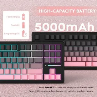 Attack Shark M87 PRO V2 RGB WIRED+2.4G+BT Negro