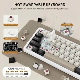 Attack Shark X66 Mec. 2.4G+BT+WIRED RGB Blanco