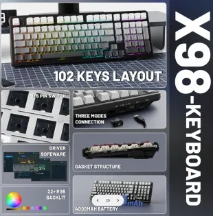 Attack Shark X98 Mecanico Inalámbrico RGB