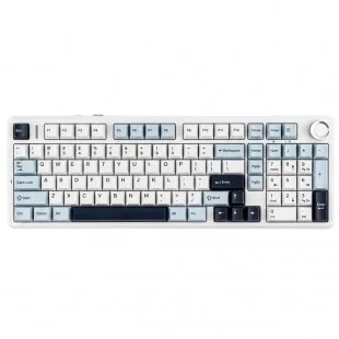 Aula F99 Mec. Wired RGB White+grey+blue Blanco